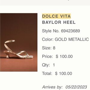 Dolce Vita Baylor Metallic Gold Strappy Heel